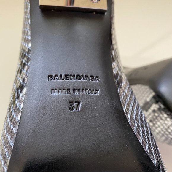 $1015 Balenciaga Metal Heels Snake Print Mule - Picture 7 of 9